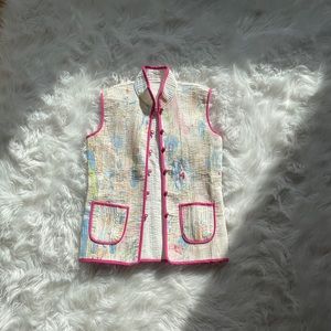 Quilted vest cotton tie dye marble summer